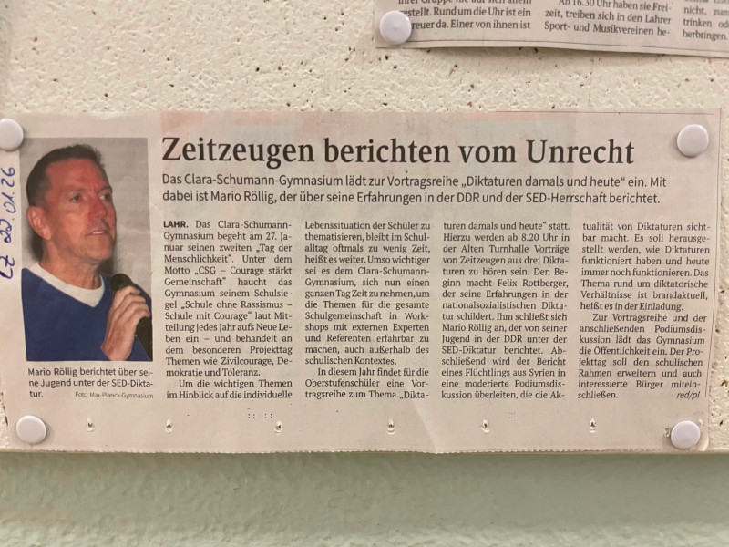 Artikel der LZ vom 22.01.2026 zum Tag der Menschlichkeit am CSG