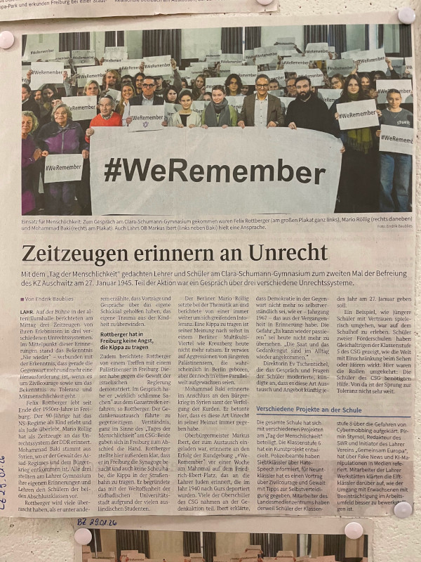 Artikel der LZ vom 29.01.2026 zum Tag der Menschlichkeit am CSG