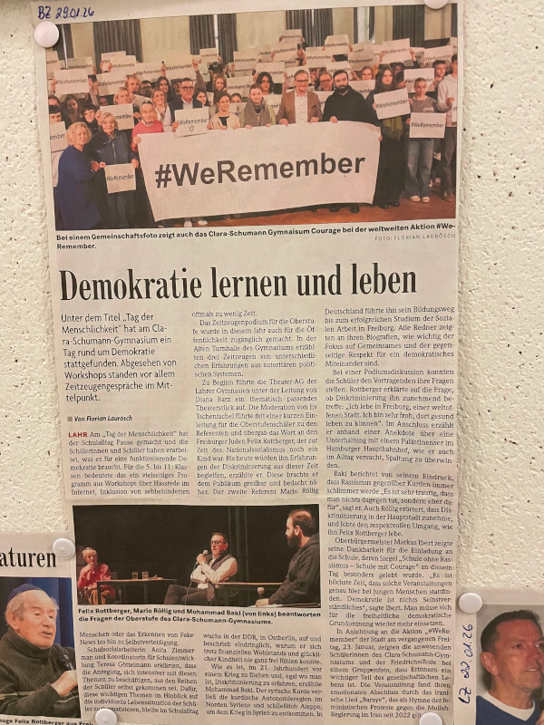 Artikel der BZ vom 29.01.2026 zum Tag der Menschlichkeit am CSG