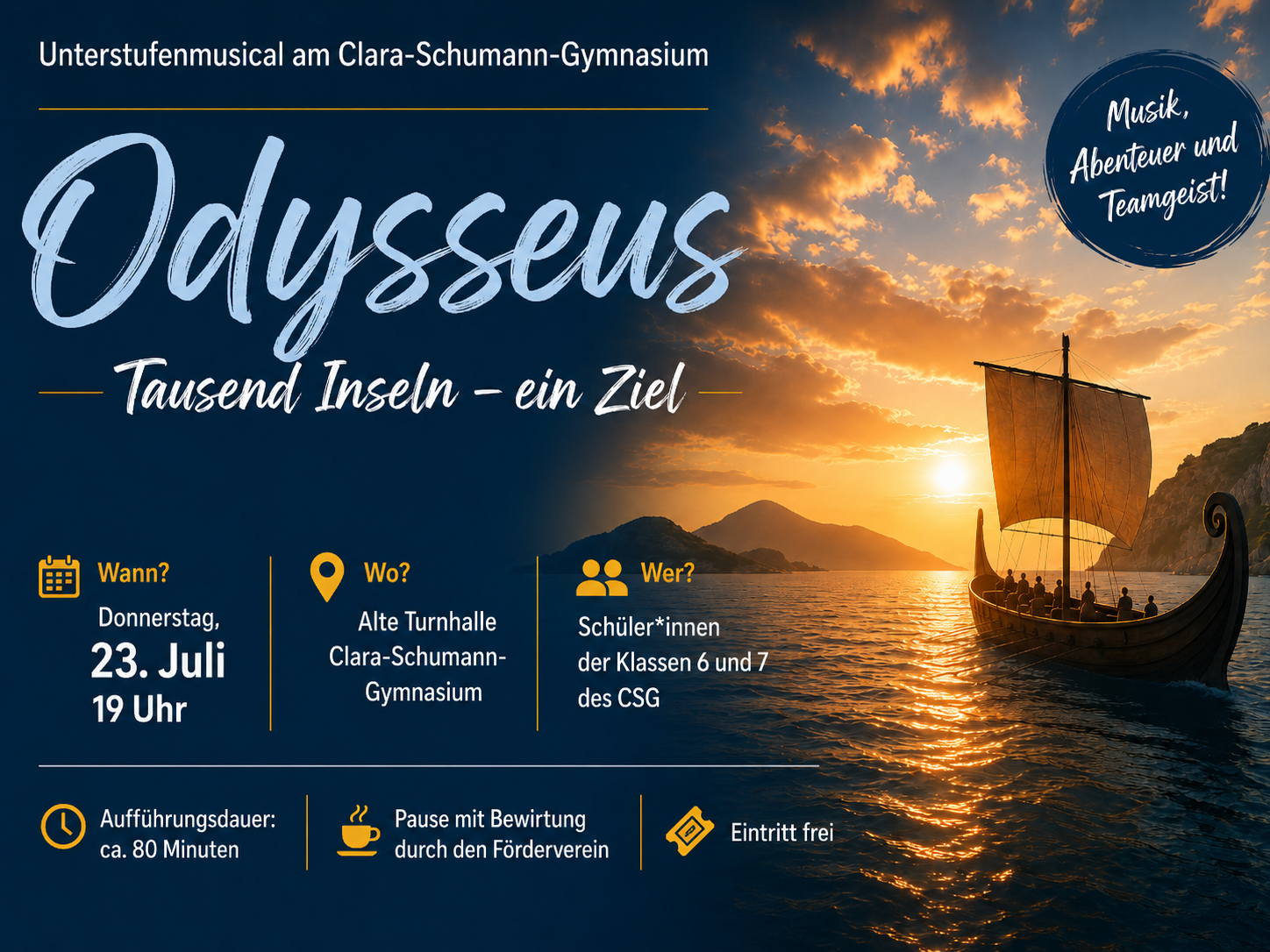 Ankündigungsplakat zum Unterstufenmusical Odysseus